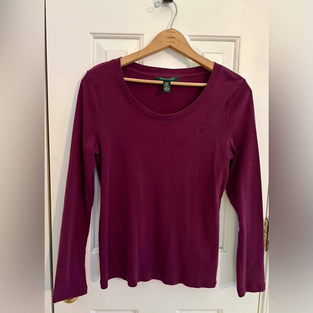 Lauren Ralph Lauren Women's Burgundy Long Sleeve Top